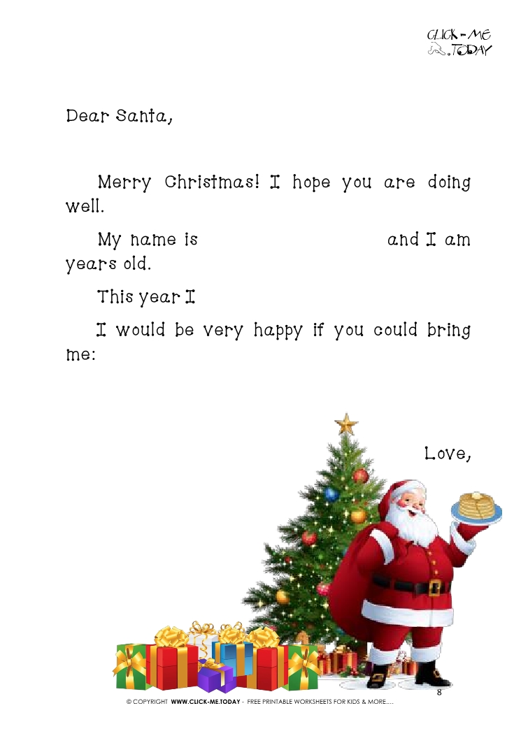 Printable full Santa letter template with Xmas tree 8